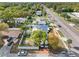 An aerial view showcasing the property and surrounding neighborhood at 1215 S Keene Rd, Clearwater, FL 33756