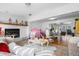 Living room with fireplace and access to backyard at 1215 S Keene Rd, Clearwater, FL 33756