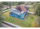 Aerial view of house, highlighting fenced backyard with pool at 14266 Creek Run Dr, Riverview, FL 33579