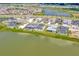 Aerial view of a lakefront community with many new homes at 32298 Wetland Bird Vw, San Antonio, FL 33576
