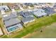 Aerial view of lakefront homes with pools and lush landscaping at 32298 Wetland Bird Vw, San Antonio, FL 33576