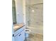Bathroom featuring a single vanity and shower/tub combo at 12964 Willow Grove Dr, Riverview, FL 33579