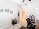 Home office with built-in shelving and access to a bathroom at 29405 Cochiti Lake Dr, San Antonio, FL 33576