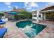 Backyard pool with patio, grill, and lush landscaping at 7306 Pelican Island Dr, Tampa, FL 33634