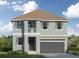 Two-story home with a two car garage and light teal exterior at 7205 S De Soto St, Tampa, FL 33616