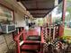 Inviting front porch with red railing and steps at 6902 Rhode Island Dr, Tampa, FL 33619