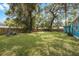 Spacious backyard with a large tree and privacy fence at 2601 N Wilder Loop, Plant City, FL 33565