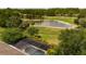 Aerial view of the house, pool, and golf course at 3831 Evergreen Oaks Dr, Lutz, FL 33558