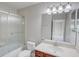 Clean bathroom with a walk-in shower and modern vanity at 3831 Evergreen Oaks Dr, Lutz, FL 33558