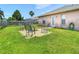 Backyard with firepit and seating area at 28330 Openfield Loop, Wesley Chapel, FL 33543