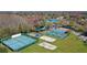 Aerial view of tennis, pickleball, and volleyball courts at 28330 Openfield Loop, Wesley Chapel, FL 33543