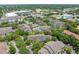 Aerial view of the condo complex highlighting the pool and landscaping at 1228 S. Missouri Ave # 607, Clearwater, FL 33756