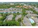 Aerial perspective of condo complex, highlighting its location and pool at 1228 S. Missouri Ave # 607, Clearwater, FL 33756