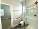 Bathroom with a walk-in shower, toilet and access to bedroom at 6218 Bridleford Dr, Wesley Chapel, FL 33545