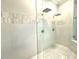 Walk-in shower with glass enclosure and rainfall shower head at 6218 Bridleford Dr, Wesley Chapel, FL 33545