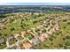 An aerial view of the neighborhood highlighting the golf course at 33724 Americana Ave, Dade City, FL 33525