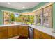 Kitchen features corner sink, stainless steel appliances, and backyard views at 803 Bayshore Blvd, Tampa, FL 33606