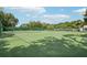 Two tennis courts, green surface, surrounded by trees and fence at 5723 Autumn Shire Dr, Zephyrhills, FL 33541