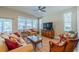 Living room with hardwood floors, large windows, and comfortable seating at 2346 Nantucket Dr # 58, Sun City Center, FL 33573