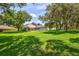 Serene backyard with lush landscaping and a view of the pool at 805 Woodcarver Ln, Brandon, FL 33510