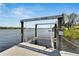 Boat lift and electrical outlets at the dock at 2628 River Bend Dr, Ruskin, FL 33570