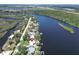 Aerial view highlighting waterfront home's peaceful surroundings at 2628 River Bend Dr, Ruskin, FL 33570