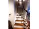 Clean staircase with wood treads and a simple handrail at 3316 Thistledown Ln, Land O Lakes, FL 34638