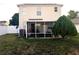 Backyard with screened patio, AC unit and grassy area at 3316 Thistledown Ln, Land O Lakes, FL 34638