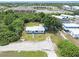 An aerial view of a quaint home surrounded by lush greenery and a serene pond at 801 Brodhag Dr, Punta Gorda, FL 33950