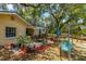 Backyard patio with seating and lush landscaping at 16637 Livingston Ave, Lutz, FL 33559