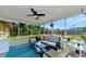 Cozy screened porch with seating and access to backyard at 1402 Viscaya Dr, Port Charlotte, FL 33952