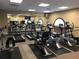 Community gym featuring several treadmills, stationary bikes, and a wall-mounted TV at 10957 Keys Gate Dr, Riverview, FL 33579