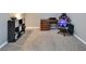 Finished basement with desk, chair, and ample storage at 10957 Keys Gate Dr, Riverview, FL 33579
