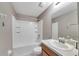 Clean bathroom with tub, toilet, and vanity at 10957 Keys Gate Dr, Riverview, FL 33579
