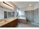 Bathroom boasts double vanity, garden tub, and shower at 803 Parsons Pointe St, Seffner, FL 33584