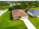 An aerial view showcasing a house with a brown roof and a large backyard at 9187 Prospect Ave, Englewood, FL 34224