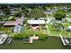 Aerial view of property showing canal access and pool at 429 Flamingo Dr, Apollo Beach, FL 33572