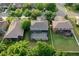 Aerial view showcasing home's large backyard and screened patio at 11140 Oyster Bay Cir, New Port Richey, FL 34654