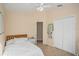 Bedroom with full-size bed and closet at 11140 Oyster Bay Cir, New Port Richey, FL 34654