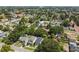 An aerial shot capturing a vibrant neighborhood with green trees, surrounding buildings, and a modern home at 2909 W Spruce St, Tampa, FL 33607
