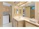 Clean bathroom with single vanity and shower at 7131 El Dewitt St, Zephyrhills, FL 33541