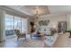 Light-filled living room with a stylish sofa and access to a relaxing patio at 7961 Lakes Edge Ln, Port Charlotte, FL 33981