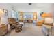 Living room with light beige carpeting and comfortable seating at 3332 Scorecard Dr, New Port Richey, FL 34655