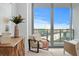 Bedroom with calming decor and access to balcony at 5120 Marina Way # 8805, Tampa, FL 33611