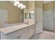 Double vanity bathroom with a walk-in shower and storage at 10906 Holly Cone Dr, Riverview, FL 33569