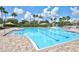 Large community pool with water features and lounge area at 10906 Holly Cone Dr, Riverview, FL 33569