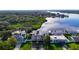 Aerial view of waterfront homes and properties at 9408 Oak St, Riverview, FL 33578
