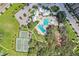Aerial view of community pool and tennis courts at 13265 Great Plains Dr, Riverview, FL 33579
