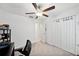 Bright bedroom with ceiling fan and closet at 13265 Great Plains Dr, Riverview, FL 33579