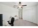 Bedroom with large closet and ceiling fan at 13265 Great Plains Dr, Riverview, FL 33579